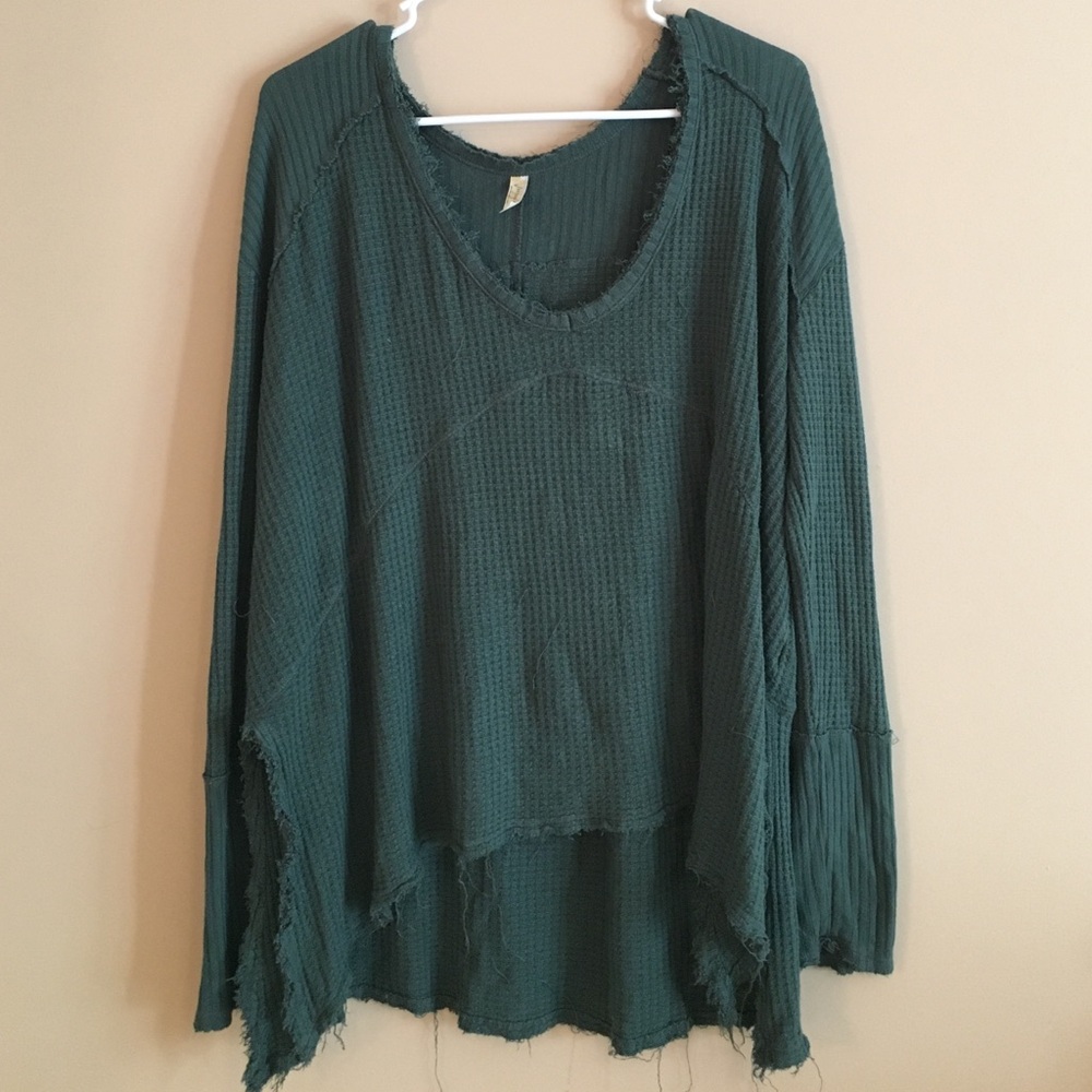 Free People Green Textured Top